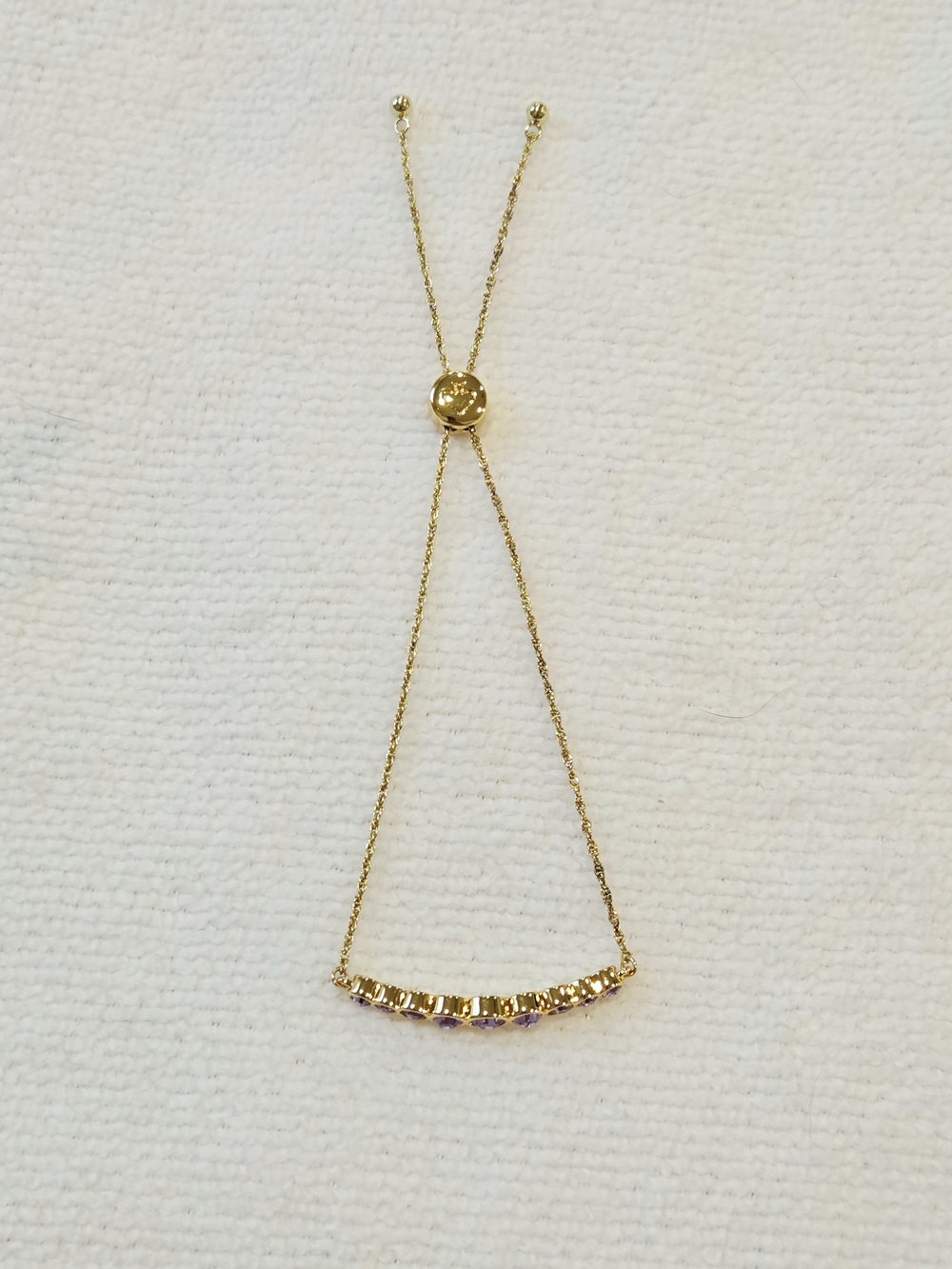 Kate Spade NWOT Bolo Slider Gold-tone Bracelet with Purple Accents